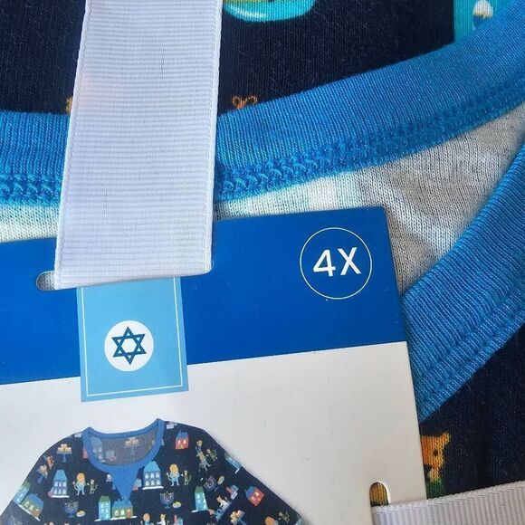 Family sleep Hanukkah womens plus 4X blue printed pajama set - Picture 6 of 6